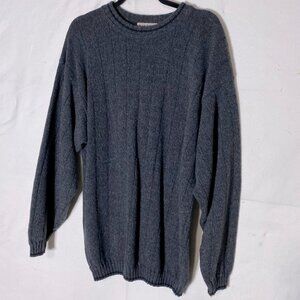 Vintage 90s Tip Top Charcoal Grey Cotton Acrylic Knit Crew Neck Sweater XL